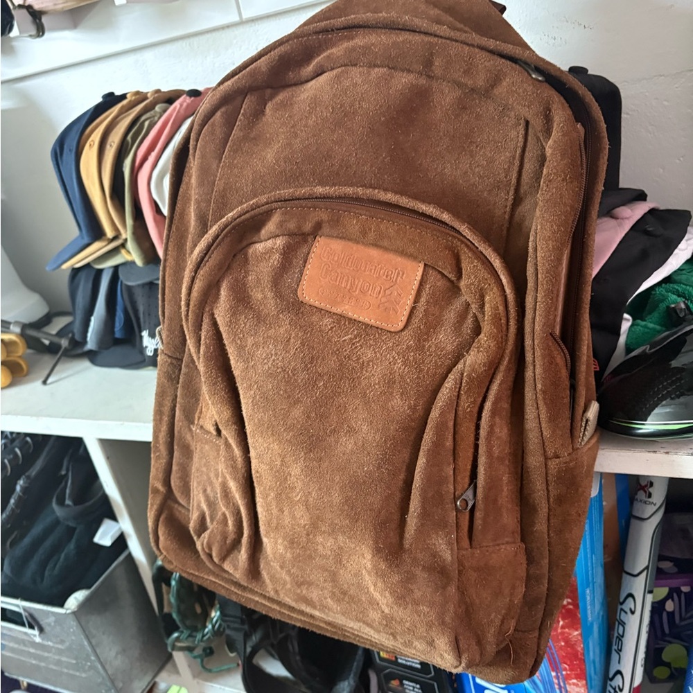 Brown Suede Backpack - image 1